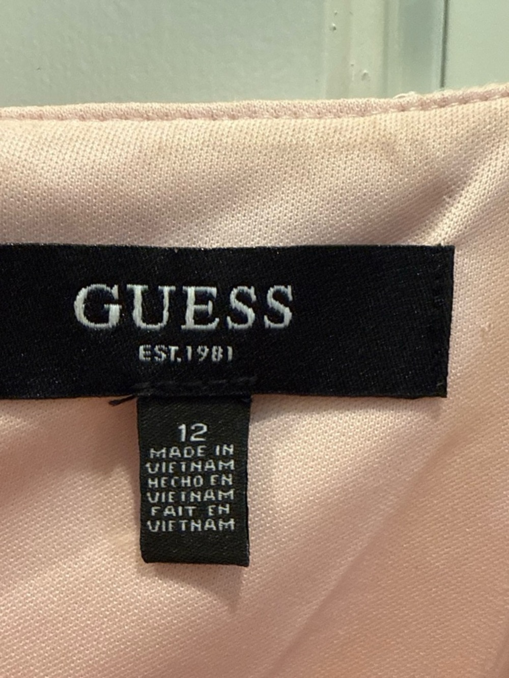 Guess Blush Pink Lace Midi Dress with Flounced Hem - Picture 3 of 4